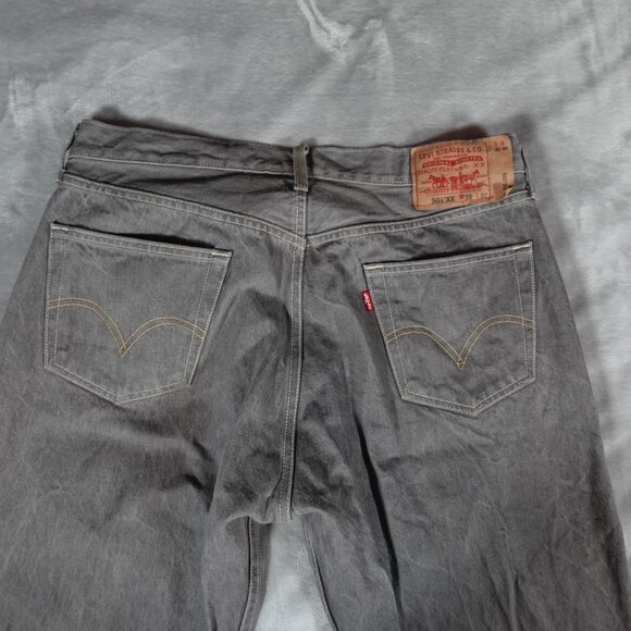 Levis 501XX Straight Fit Jeans Mens 38x32 (Fits 36x30) Gray Bleach Spots READ! - Picture 1 of 15